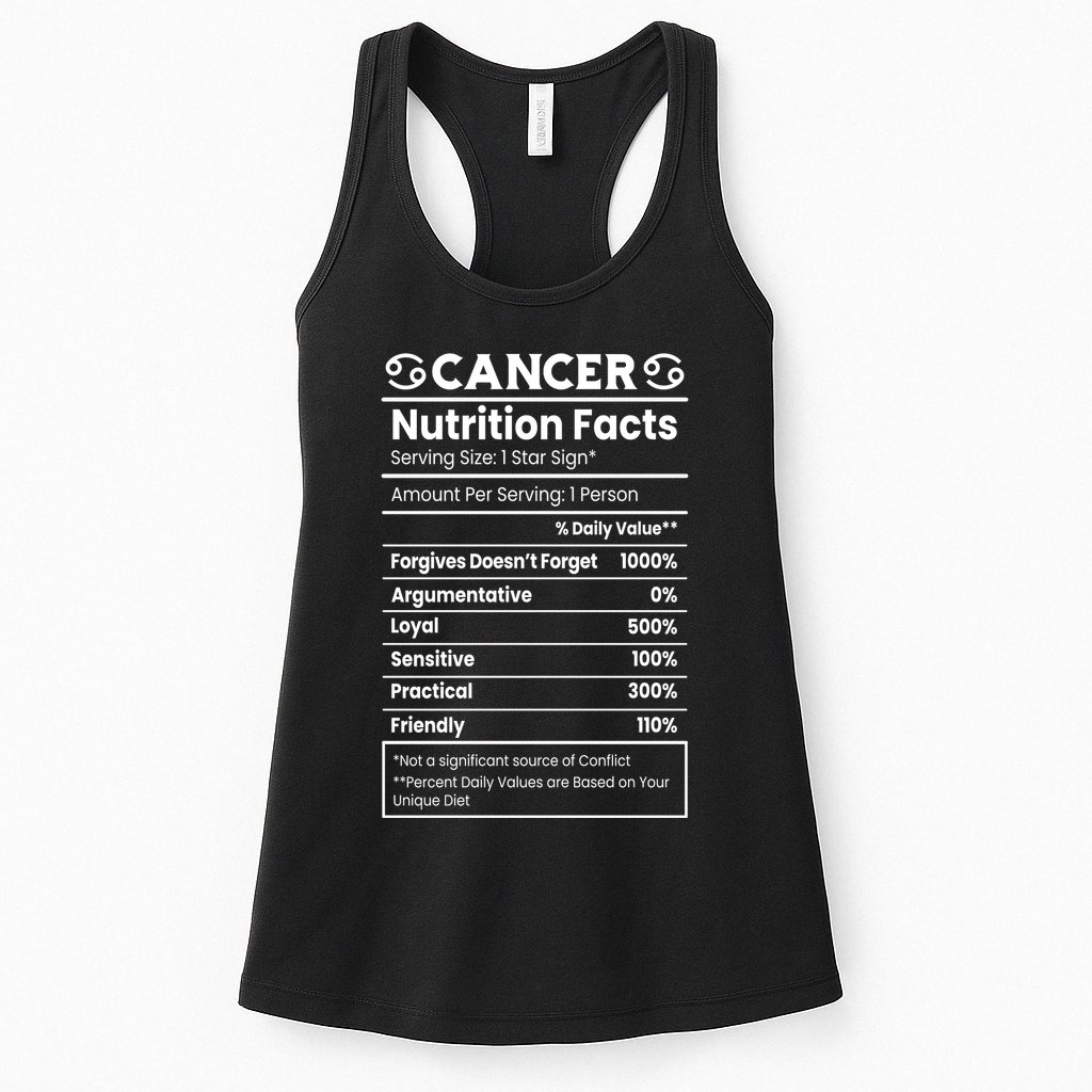 Cancer Zodiac Nutrition Facts Womens Tank Top