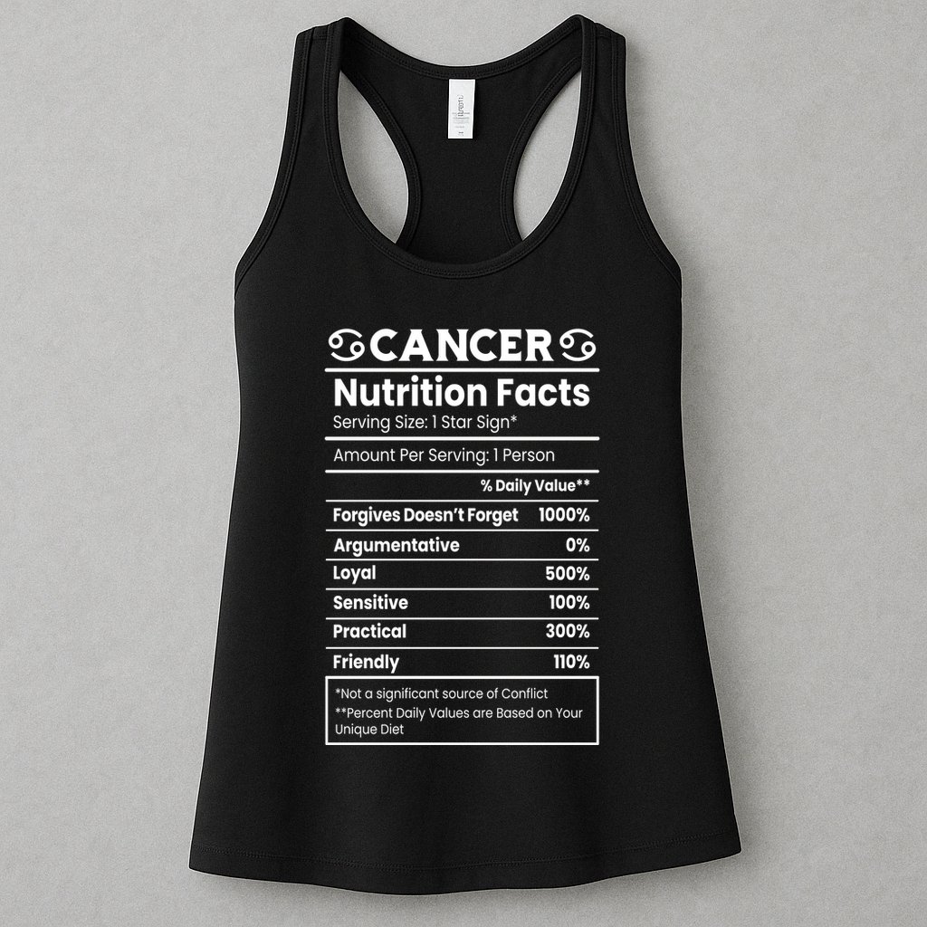 Cancer Zodiac Nutrition Facts Womens Tank Top