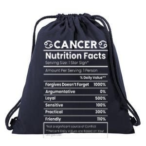 Cancer Zodiac Nutrition Facts Drawstring Bag