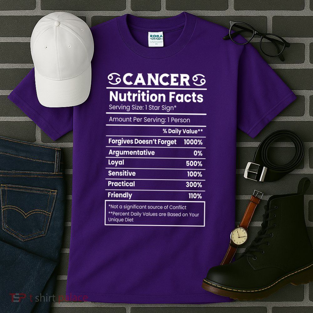 Cancer Zodiac Nutrition Facts Tall T-Shirt
