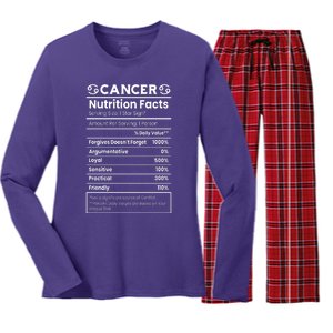 Cancer Zodiac Nutrition Facts Women's Long Sleeve Flannel Pajama Set 