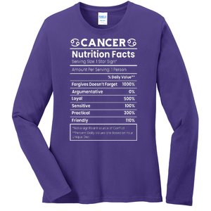 Cancer Zodiac Nutrition Facts Ladies Long Sleeve Shirt