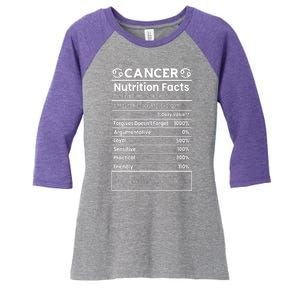 Cancer Zodiac Nutrition Facts Women's Tri-Blend 3/4-Sleeve Raglan Shirt