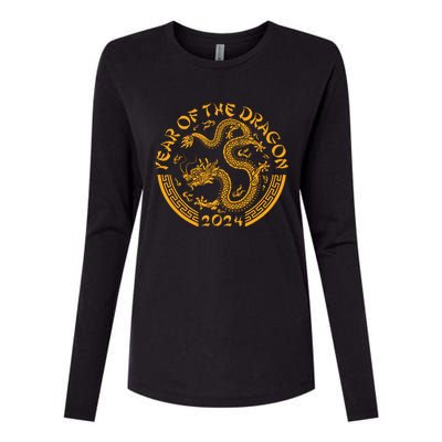 Chinese Zodiac New Year Of The Dragon Lunar 2024 Womens Cotton Relaxed Long Sleeve T-Shirt