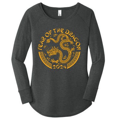 Chinese Zodiac New Year Of The Dragon Lunar 2024 Women's Perfect Tri Tunic Long Sleeve Shirt