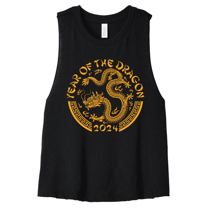 Chinese Zodiac New Year Of The Dragon Lunar 2024 Women's Racerback Cropped Tank