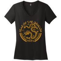 Chinese Zodiac New Year Of The Dragon Lunar 2024 Women's V-Neck T-Shirt