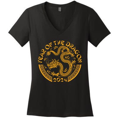 Chinese Zodiac New Year Of The Dragon Lunar 2024 Women's V-Neck T-Shirt