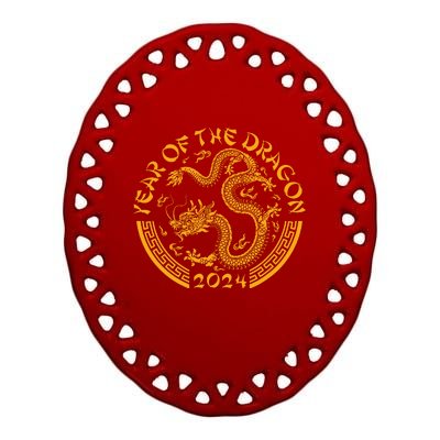 Chinese Zodiac New Year Of The Dragon Lunar 2024 Ceramic Oval Ornament