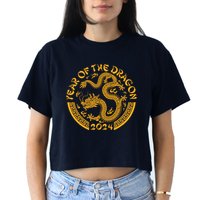 Chinese Zodiac New Year Of The Dragon Lunar 2024 Women's Crop Top Tee