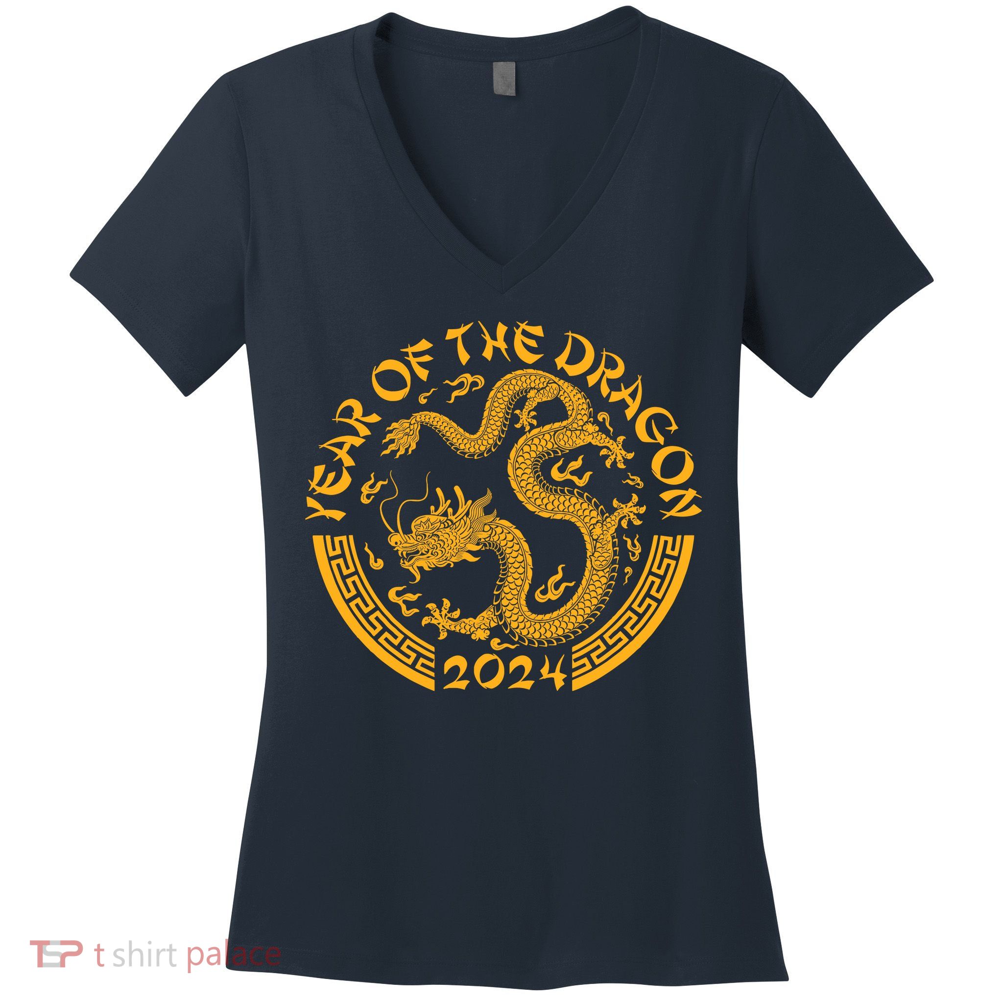 Chinese Zodiac New Year Of The Dragon Lunar 2024 Women's V-Neck T-Shirt