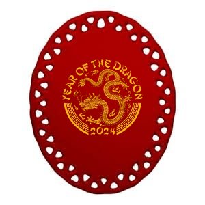 Chinese Zodiac New Year Of The Dragon Lunar 2024 Ceramic Oval Ornament