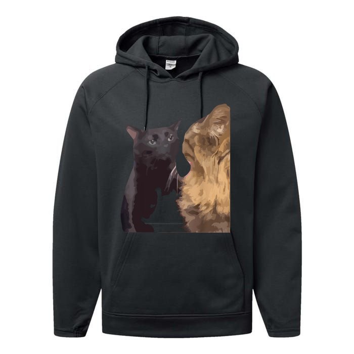 Cat Zoning Out Meme Popular Internet Meme Performance Fleece Hoodie