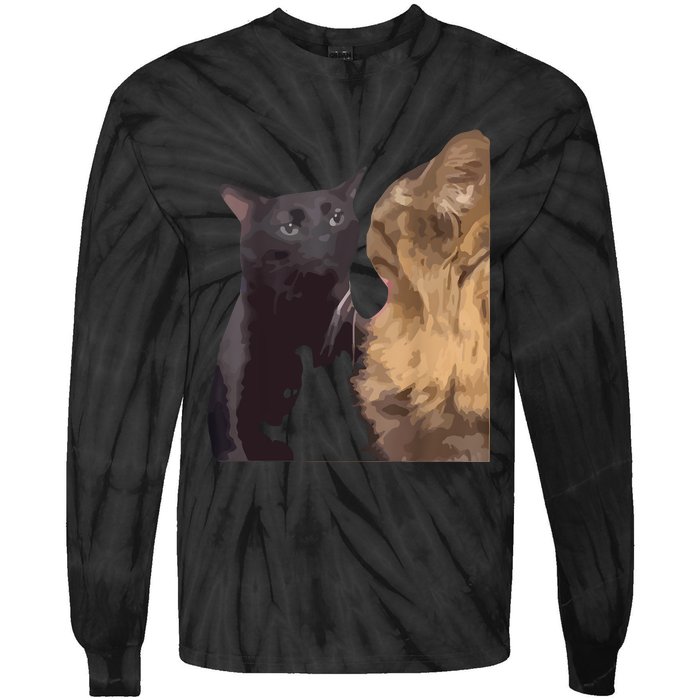 Cat Zoning Out Meme Popular Internet Meme Tie-Dye Long Sleeve Shirt