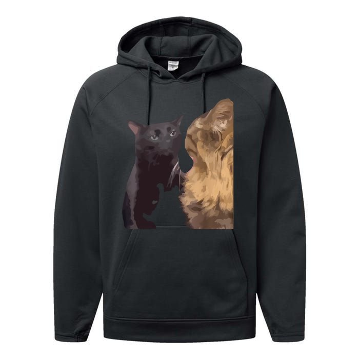 Cats Zoning Out Meme Performance Fleece Hoodie