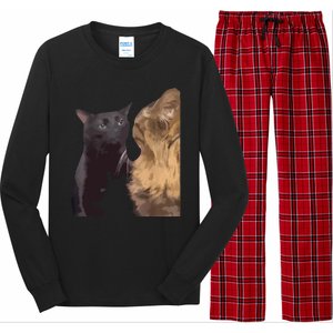 Cats Zoning Out Meme Long Sleeve Pajama Set