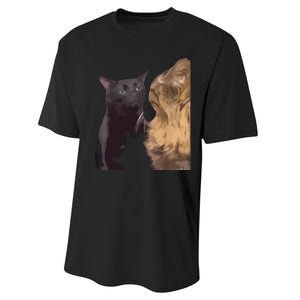 Cats Zoning Out Meme Performance Sprint T-Shirt