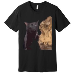 Cats Zoning Out Meme Premium T-Shirt