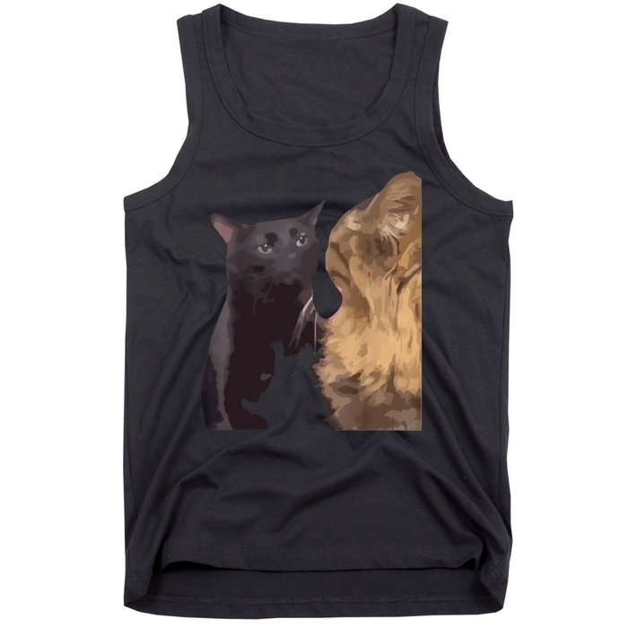 Cats Zoning Out Meme Tank Top