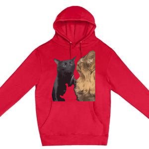 Cats Zoning Out Meme Premium Pullover Hoodie