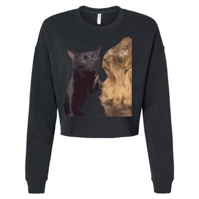 Cat Zoning Out Meme Popular Internet Meme Cropped Pullover Crew