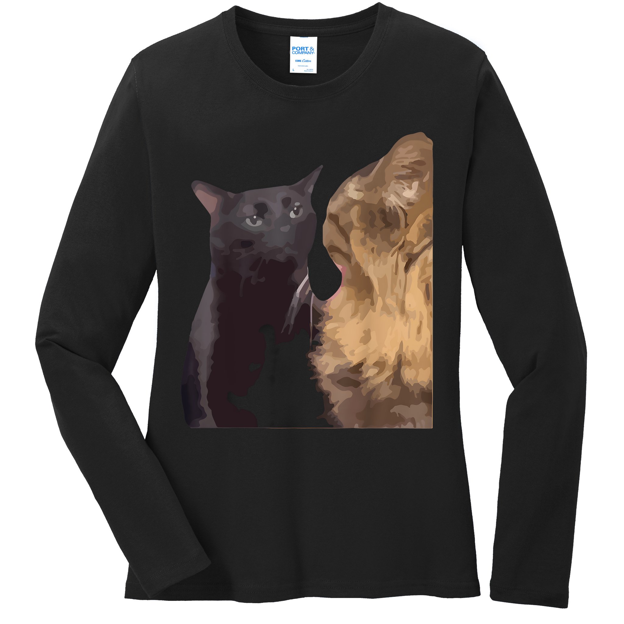 Cat Zoning Out Meme Popular Internet Meme Ladies Long Sleeve Shirt