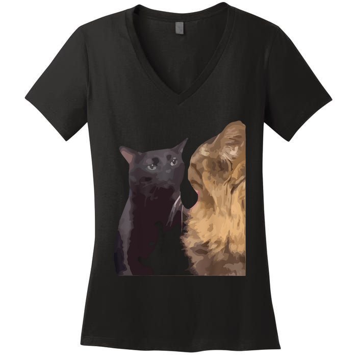 Cat Zoning Out Meme Popular Internet Meme Women's V-Neck T-Shirt