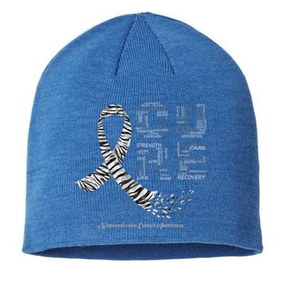 Cure Zebra Ribbon Neuroendocrine Cancer Awareness Funny Gift Sustainable Beanie