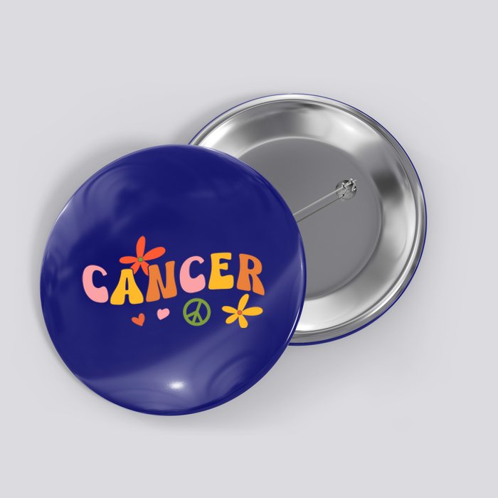 Cancer Zodiac Sign 70s Hippie Style Gift Button