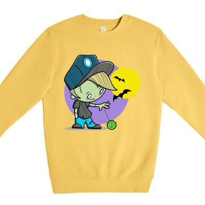 Cute Zombie Spooky Bats For Halloween And Back To School Premium Crewneck Sweatshirt