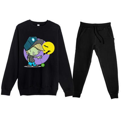 Cute Zombie Spooky Bats For Halloween And Back To School Premium Crewneck Sweatsuit Set