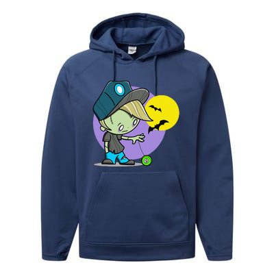 Cute Zombie Spooky Bats For Halloween And Back To School Performance Fleece Hoodie