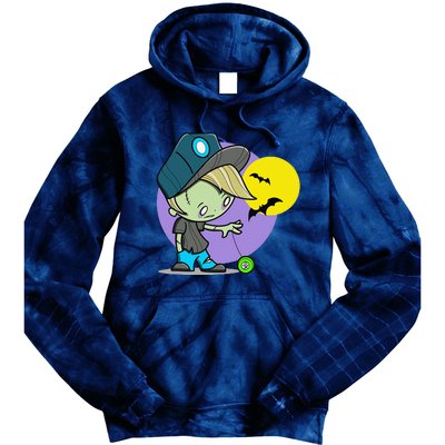 Cute Zombie Spooky Bats For Halloween And Back To School Tie Dye Hoodie