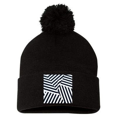 Crazy Zebra Stripped Patterns Pom Pom 12in Knit Beanie