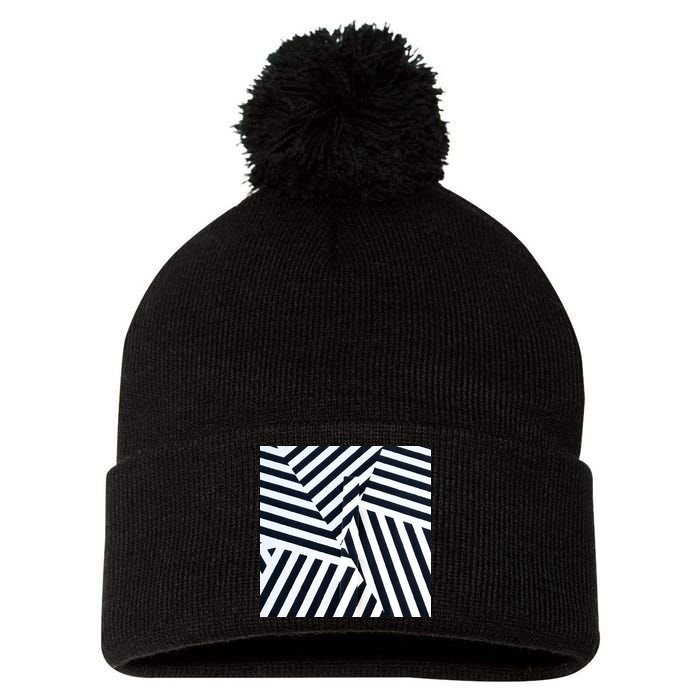 Crazy Zebra Stripped Patterns Pom Pom 12in Knit Beanie