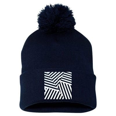 Crazy Zebra Stripped Patterns Pom Pom 12in Knit Beanie