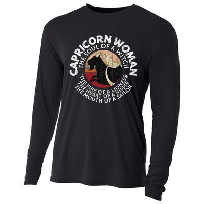 Capricorn Zodiac Sign Birthday December January Month Funny Cooling Performance Long Sleeve Crew