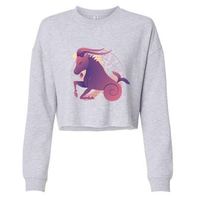 Capricorn Zodiac Sign Astrology Horoscope Logo Funny Gift Cropped Pullover Crew