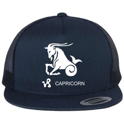 Capricorn Zodiac Sign Gift Flat Bill Trucker Hat