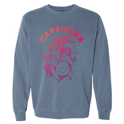 Capricorn Zodiac Sign Great Gift Garment-Dyed Sweatshirt