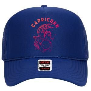 Capricorn Zodiac Sign Great Gift High Crown Mesh Back Trucker Hat