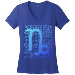 Capricorn Zodiac Sign Typography Astrology Gift Women's V-Neck T-Shirt