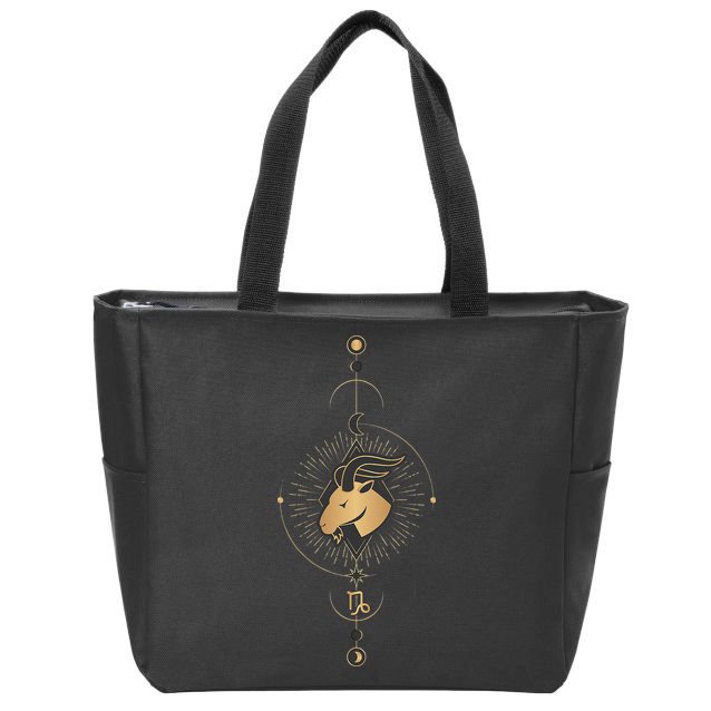 Capricorn Zodiac Symbol Cosmic Cool Astrology Lover Gifts Zip Tote Bag
