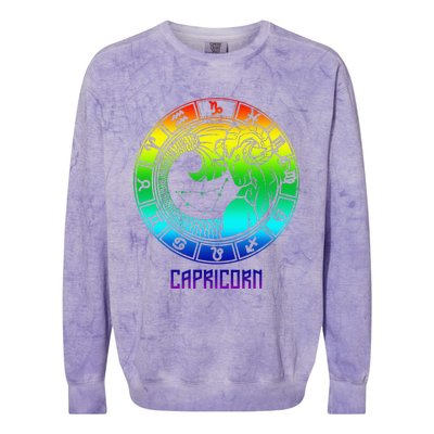 Capricorn Zodiac Sign Rainbow December January Birthday Colorblast Crewneck Sweatshirt