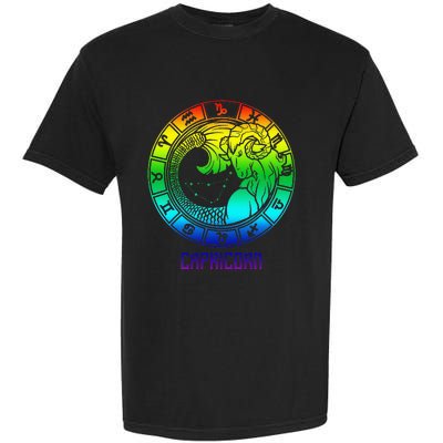 Capricorn Zodiac Sign Rainbow December January Birthday Garment-Dyed Heavyweight T-Shirt