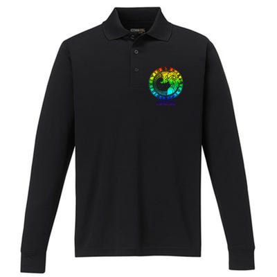 Capricorn Zodiac Sign Rainbow December January Birthday Performance Long Sleeve Polo