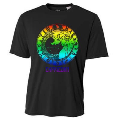 Capricorn Zodiac Sign Rainbow December January Birthday Cooling Performance Crew T-Shirt