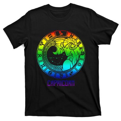 Capricorn Zodiac Sign Rainbow December January Birthday T-Shirt