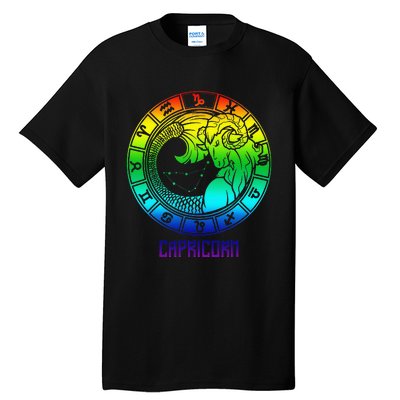 Capricorn Zodiac Sign Rainbow December January Birthday Tall T-Shirt