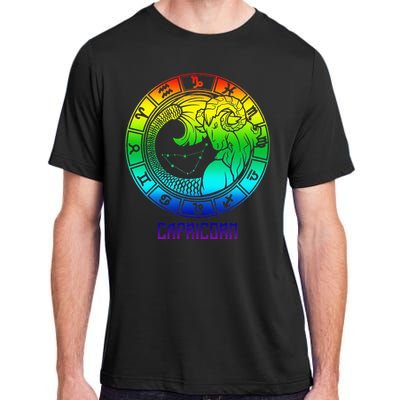 Capricorn Zodiac Sign Rainbow December January Birthday Adult ChromaSoft Performance T-Shirt